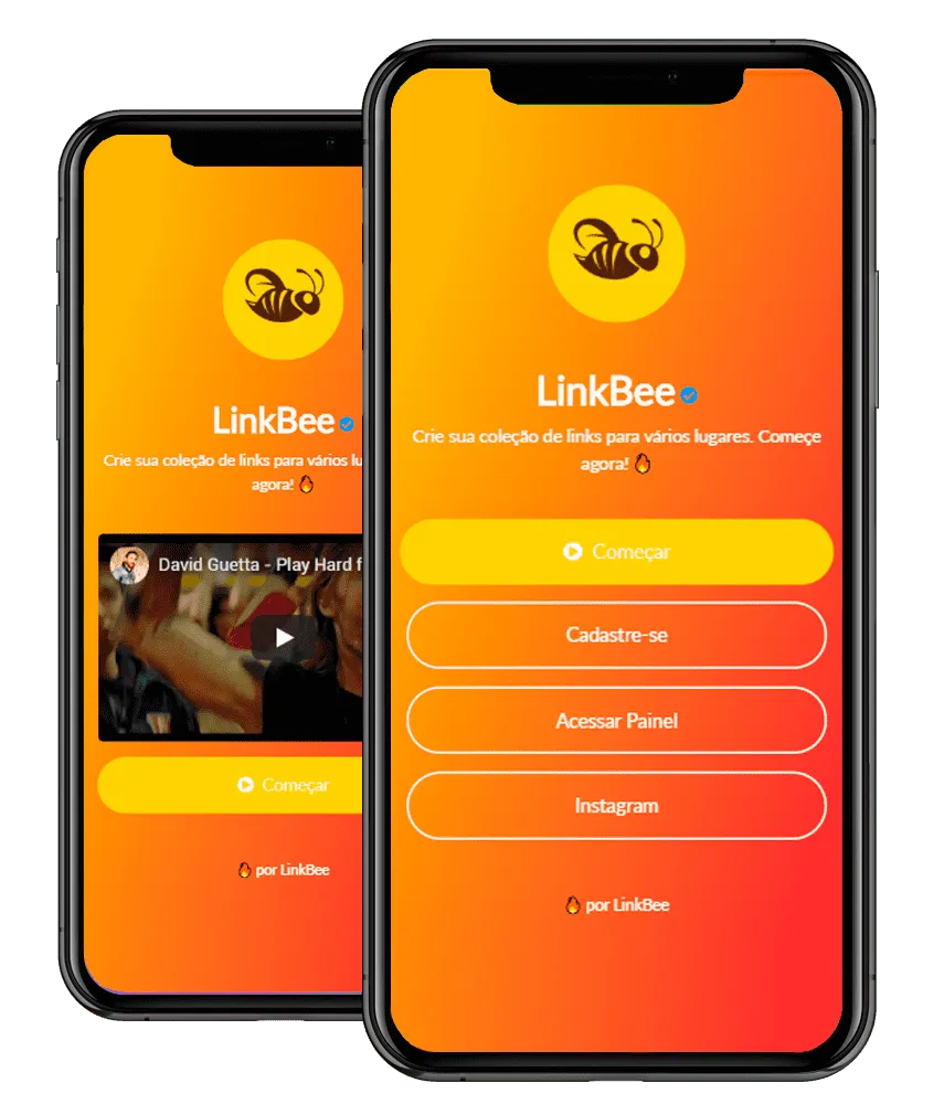 Captura de tela dos exemplos da página LinkBee