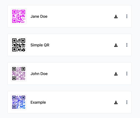 Captura de tela da página do sistema de código QR do aplicativo